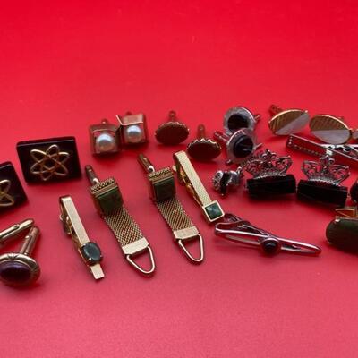 9 Pairs of Vintage Cufflinks & 6 Tie Clips - $30