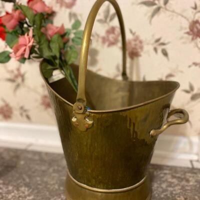 3PC Brass & Copper Set. Matchstick Holder W/Strike Pad, Garden Pot & Handled Pail - $30
