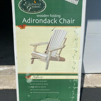 Enchanted Garden Wooden Folding Adirondack Chair New In Box - $75