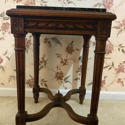 Louis XVI Style Square Marble Top Small Accent Table - 21