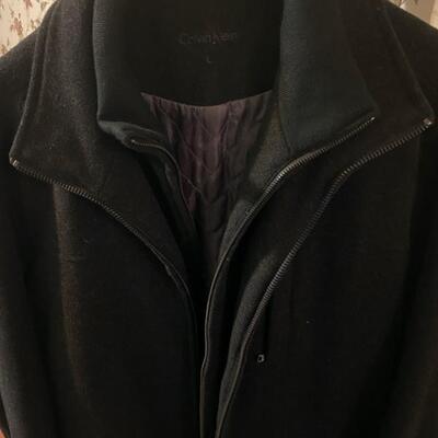 Calvin Klein Wool & Polyester Black Winter Coat Size Large - $25