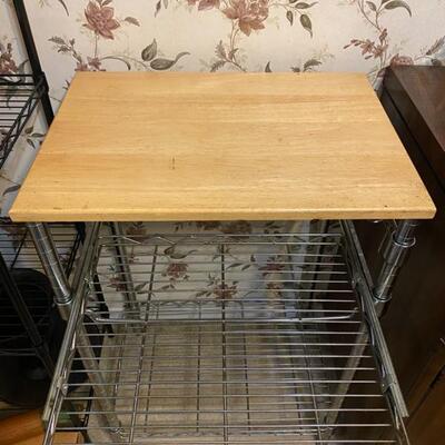 3-Tier Wire Rack Kitchen W/Wood Top - $30