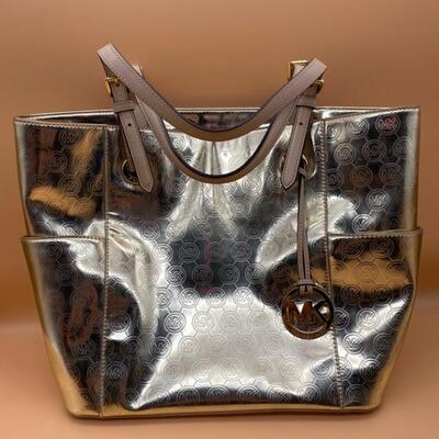 Michael Kors Jet Set Metallic Mirror Rose Gold Tote Bag - $50