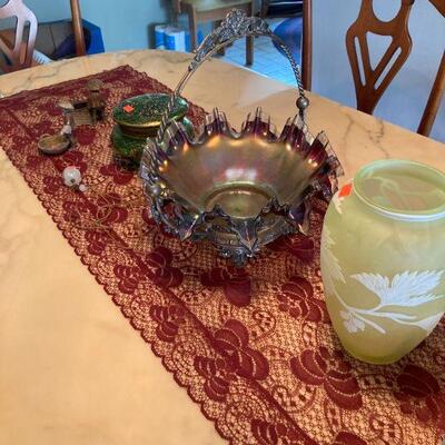 cameo glass and an outstanding bride's basket