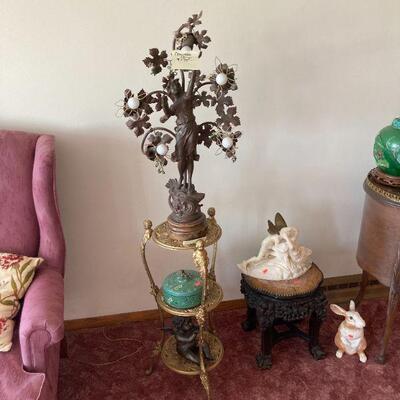 art nouveau figural table lamp