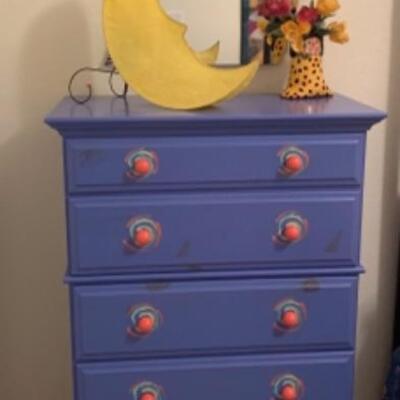 Hand Painted Periwinkle Blue 5 Drawer Dresser 46.5 â€œ H  31.5â€ W 16â€D