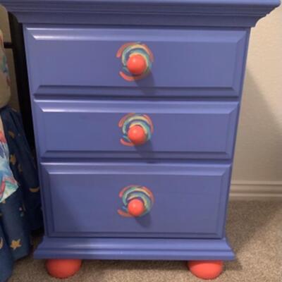 Hand Painted Periwinkle Blue 3 Drawer Nightstand 26.5 H. 20.5 W 17â€D