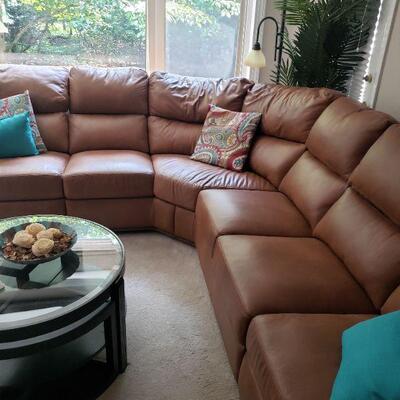 This item is available for pre sale.  $4200.00

Omnia Leather Carlton Power Reclining sectional Carlton 2 pc at Grossman Furniture

Left...