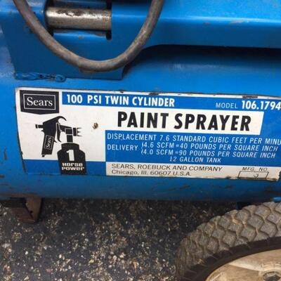 Sears 100 PSI Twin Cylinder Paint Sprayer Label