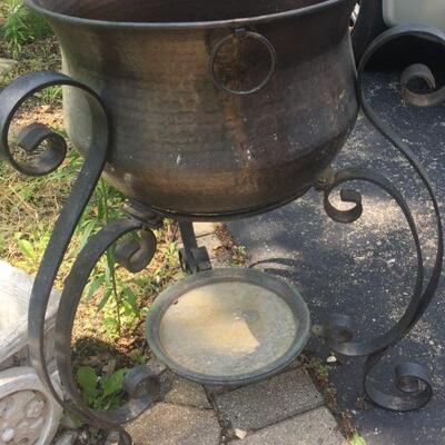 Wonderful Large Metal Pot and Stand