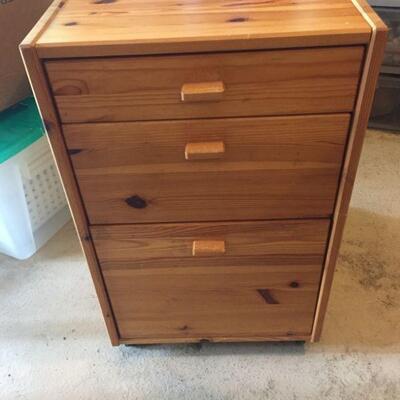 Rolling Wood Drawer/File Cabinet