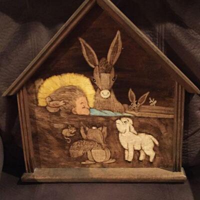 Wonderful Manger Scene - Shadow Box Picture