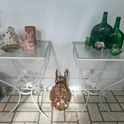 Wrought Iron Outdoor Side Tables - 21"H x 14.5"W x 14.5" - $40 Each