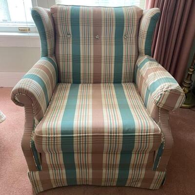 Vintage Ethan Allen Plaid Chair - 33"H x 32"W x 32"D - $75