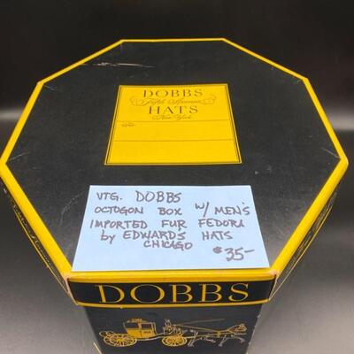 Vtg Dobbs Octagon Box W/Men's Imported Fur Fedora By Edwards Hats Chicago