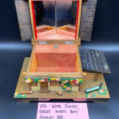 Vintage Swiss Chalet Music Box/Jewelry Box