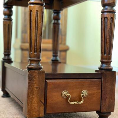 Vintage Side Table W/Beveled Glass Top Insert - 23"H x 13.5"W x25"D - $60