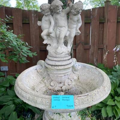 Vintage Concrete Cherub Fountain 