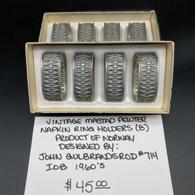 Vintage Mastad Pewter Napkin Ring Holders 8 - John Gulbrandsrod