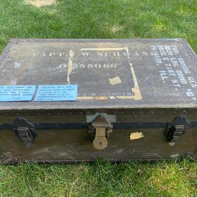 Vintage WW2 - Korean War Era Army Footlocker