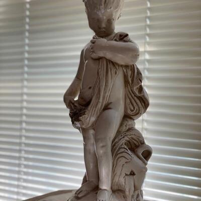 Vintage Figural Grechian Maiden/Girl Putti Plaster Chalkware Lamps W/Shade