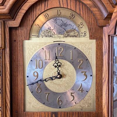 Colonial 1970's Oak Grandfather Clock - 77"H x 22.5" x 13.5"D - $440