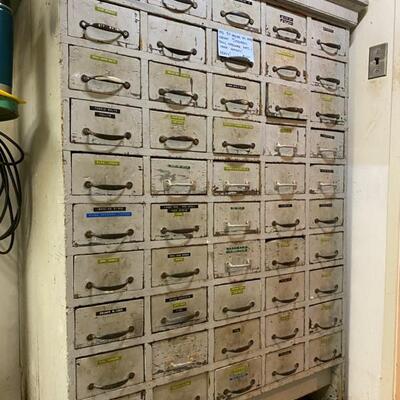 Vintage 50 Drawer All Wood Cabinet W/Accessories