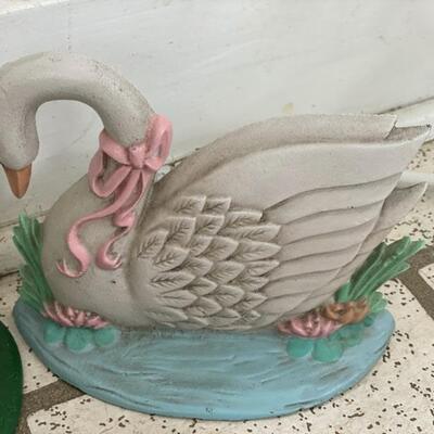 Cast Iron Cottage & Swan Door Stoppers - $30 Pair 