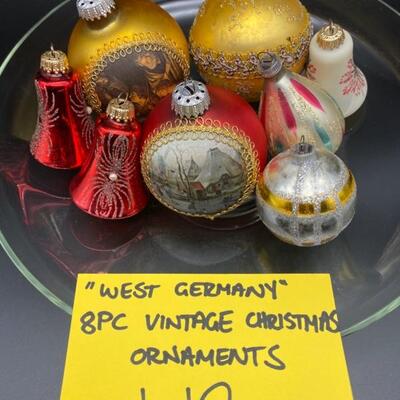 'West Germany' 8PC Vintage Christmas Ornaments