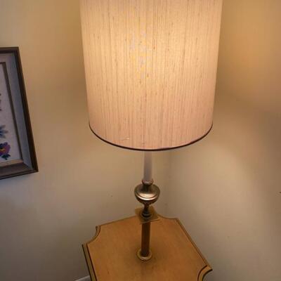 Vintage Brass Table Floor Lamp - 57"H x 16"W x 16"D - $80