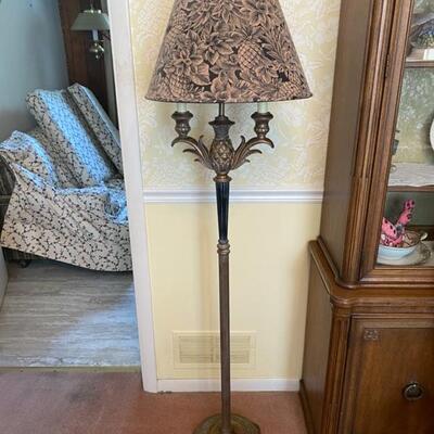 Vintage Bronze & Black Pineapple Candlestick Floor Lamp - $75