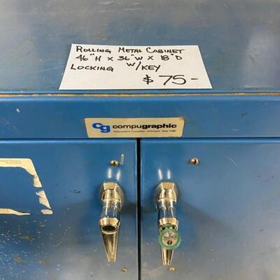 Rolling Metal Cabinet W/Locking Key