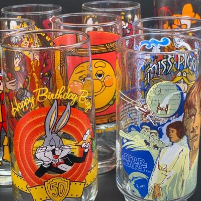 Vintage Character Drinking Glasses Lot Of 9