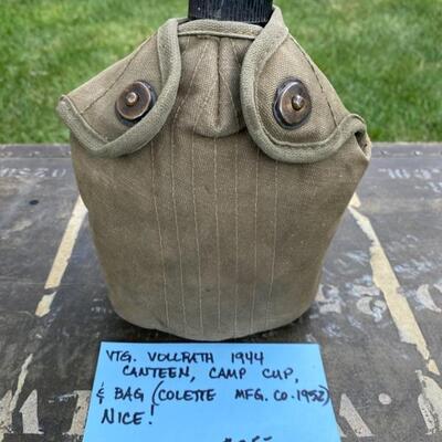 Vintage Vollrath 1944 Canteen, Camp Cup & Bag Colette MFG