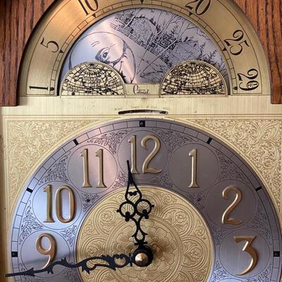 Colonial 1970's Oak Grandfather Clock - 77"H x 22.5" x 13.5"D - $440