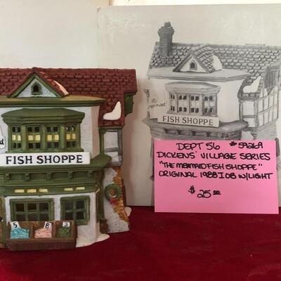 1988 Department 56 Dickens' Village Series "The Mermaid Fish Shoppe"