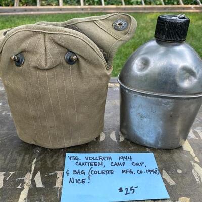 Vintage Vollrath 1944 Canteen, Camp Cup & Bag Colette MFG