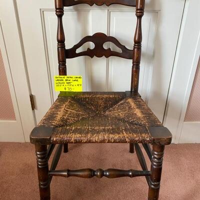 Antique Ladder Back Chair W/Rush Seat