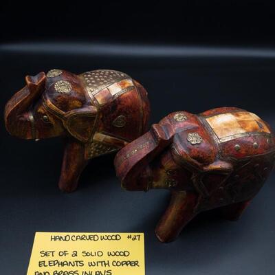 Hand Carved Wood Elephants