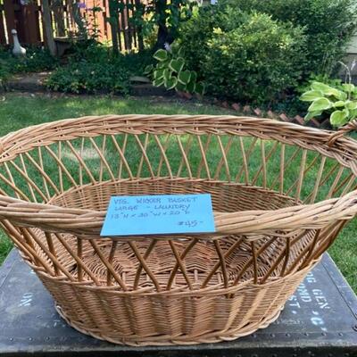 Large Vintage Wicker Laundry Basket