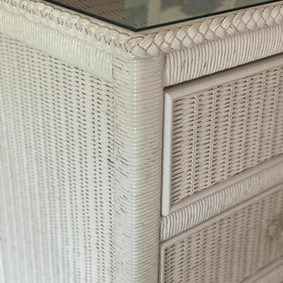 6-Drawer White Wicker Tall Lingerie Chest Of Drawers - 55"H x 24"W x 19"D - $80