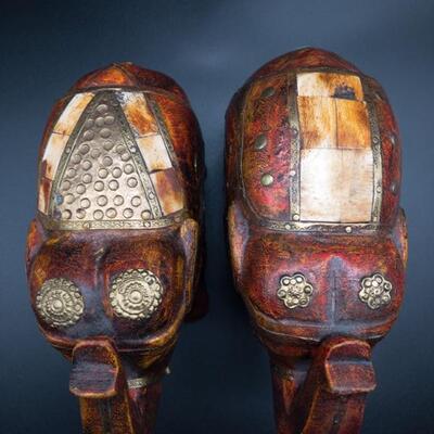 Hand Carved Wood Elephants