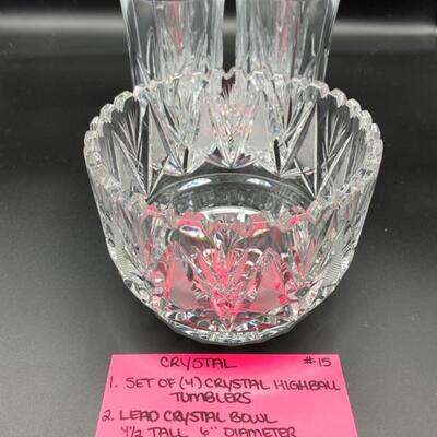 Crystal Highball Tumblers & Crystal Bowl