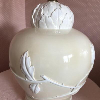 Vintage Fredrick Cooper Porcelain Ginger Jar Table Lamp W/Embossed Flower Design -Working - 31"H x 12"W - $100