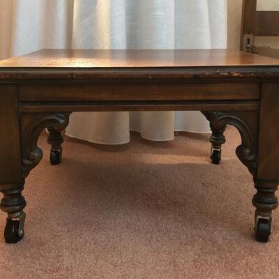 Wood Foot Stool On Casters