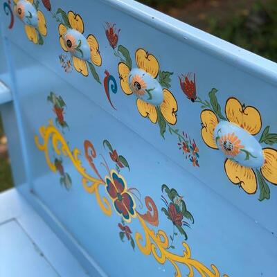 Vintage Solid Wood Tole Painted Bench W/Storage - 44.5