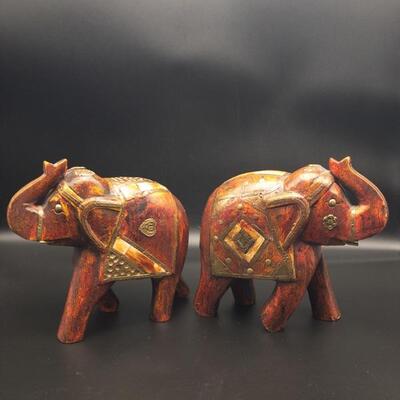 Hand Carved Wood Elephants