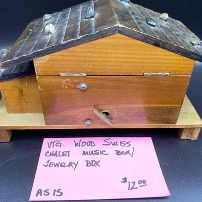Vintage Swiss Chalet Music Box/Jewelry Box