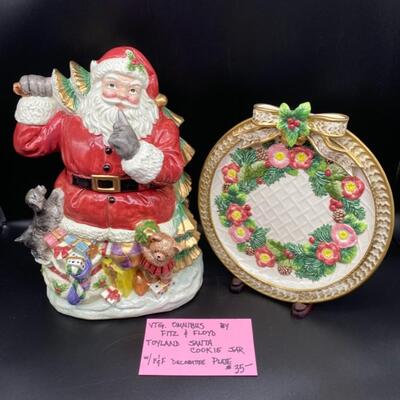 Vintage Fitz & Floyd Cookie Jar & Decorative Plate