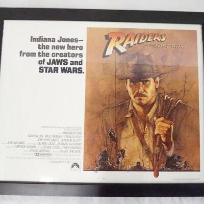 1159	ORIGINAL 1981 PROMOTIONAL RAIDERS OF THE LOST ARK POSTER, HAS BEEN PROFFESIONALY FRAMED. 31 IN X 25 IN INCLUDING FRAME 
